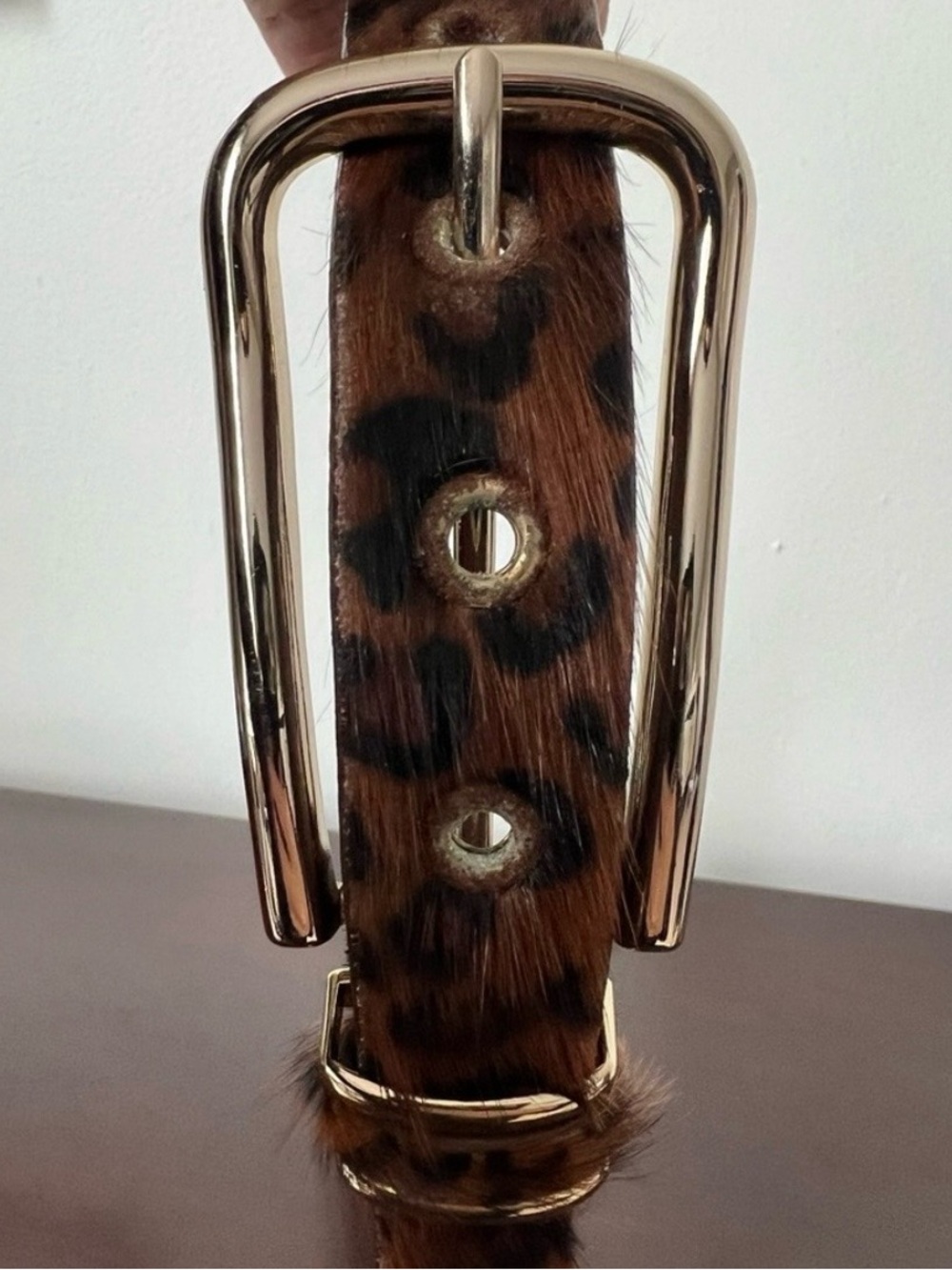 Express Leopard Faux Fur Belt with Buckle Sz Small